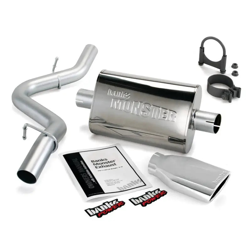 Banks Power 97-99 Jeep 2.5/4.0L Wrangler Slip Fit Cat Monster Exh Sys - SS Single Exh w/ Chrome Tip gbe51312