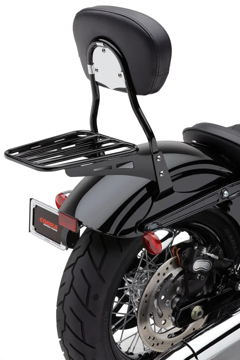 Black Sissy Bar Luggage Rack for Cobra Backrests 82-97549