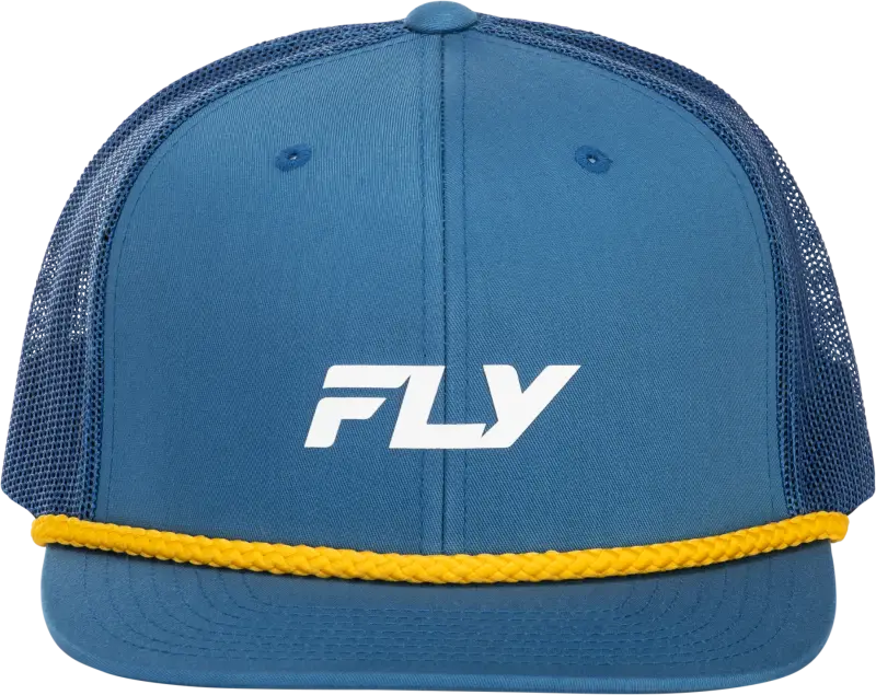 Blue Yellow Fly Trucker Hat with Adjustable Snapback 351-1010