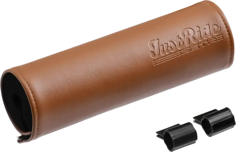 Brown Leather Handlebar Pad with Durable Aluminum Brace 634-9511