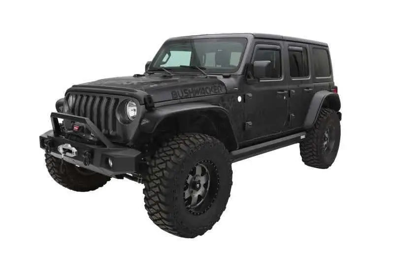 Bushwacker 2018+ Jeep Wrangler (JL) Unlimited Flat Style Flares 4pc - Black 10923-07