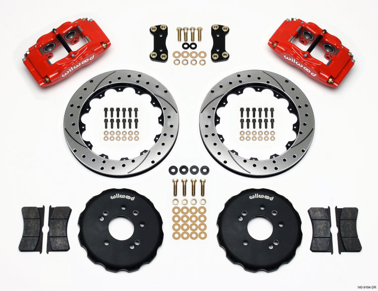 Wilwood FSLI4 Front Hat Kit 13.00in Drilled Red Nissan 240SX