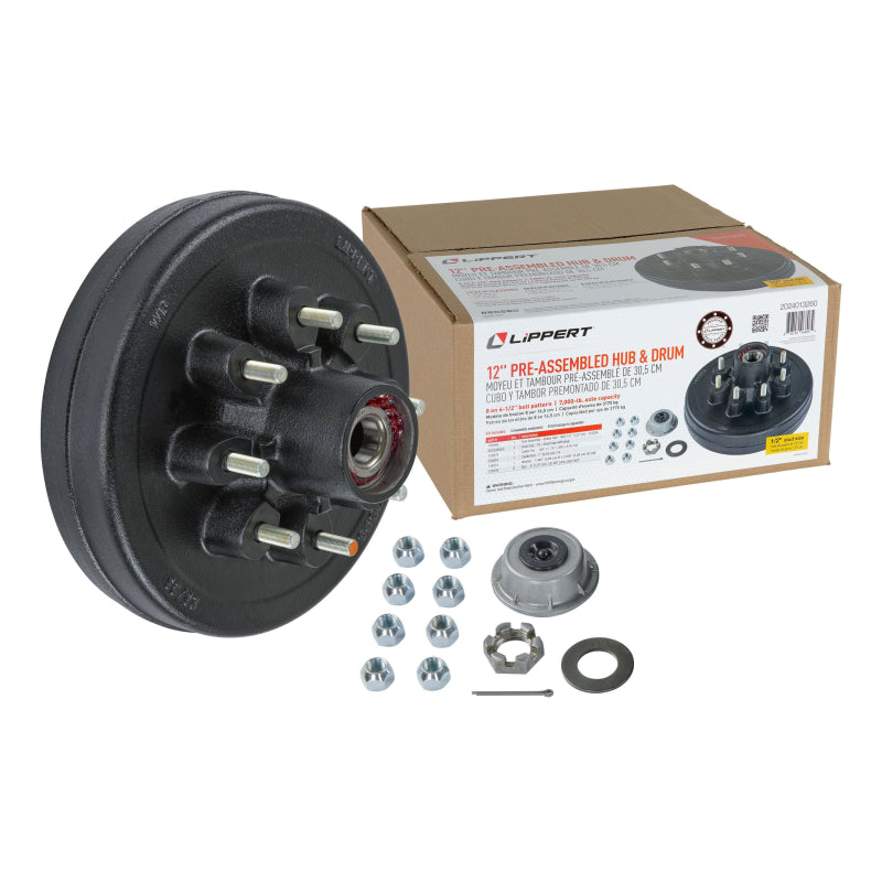 CURT Complete Pre-Greased Hub with Lug Nuts - 7,000-lb. Axles, 1/2” Stud #2024013260 Model 2024013260