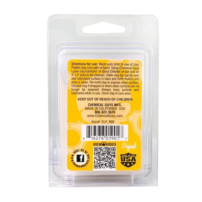 Chemical Guys OG Clay Bar (Light/Medium Duty) - Yellow - Case of 12 chgCLY_400