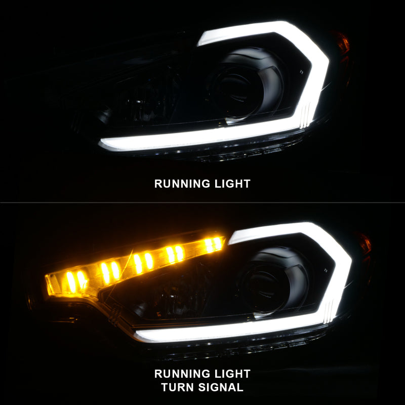 ANZO 2014-2016 Kia Forte Projector Headlights w/ Light Bar Black Housing w/ DRL anz121562