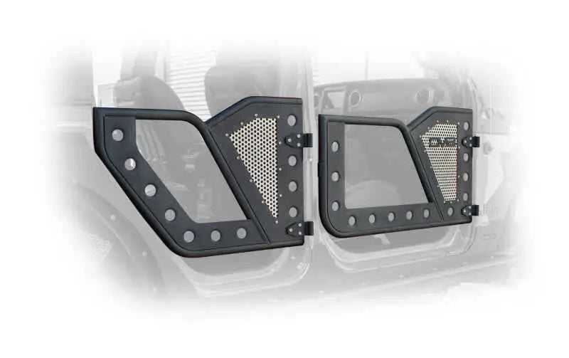 DV8 Offroad Jeep 18+ Wrangler JL / 20+ Gladiator JT Rear Rock Doors w/ Perforated Aluminum Mesh rdjl-01r