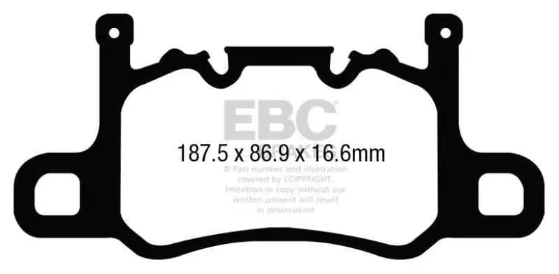 EBC 13-15 Porsche 911 (991) (Cast Iron Rotor only) 3.8 GT3 Yellowstuff Rear Brake Pads dp42207r