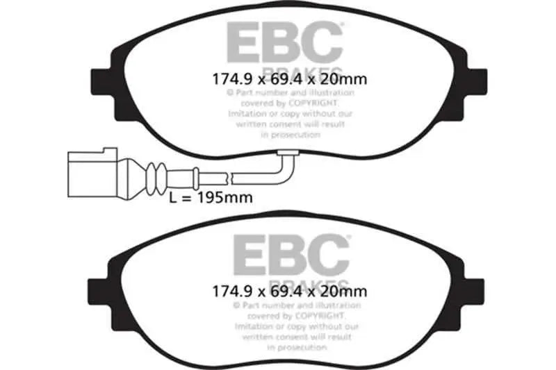 EBC 14+ Audi S3 2.0 Turbo Yellowstuff Front Brake Pads dp42127r