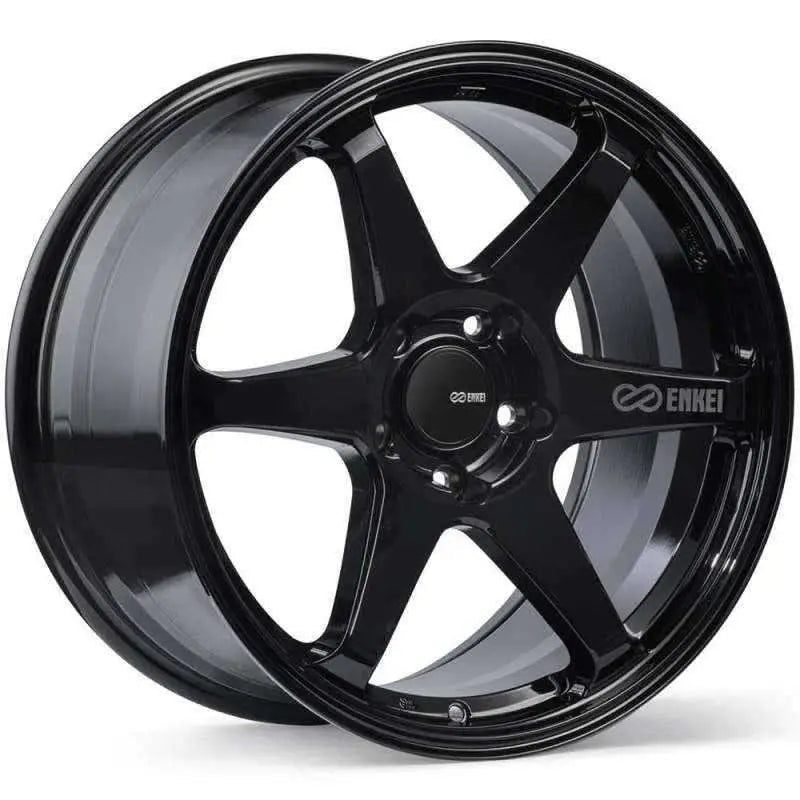 Enkei T6R 17x8 45mm Offset 5x100 Bolt Pattern 72.6 Bore Gloss Black Wheel 539-780-8045bk
