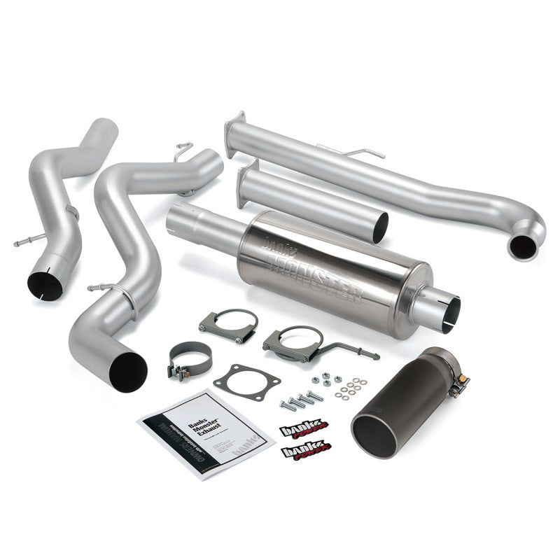 Banks Power 01-04 Chevy 6.6L Ec/CCSB Monster Exhaust System - SS Single Exhaust w/ Black Tip gbe48629-B