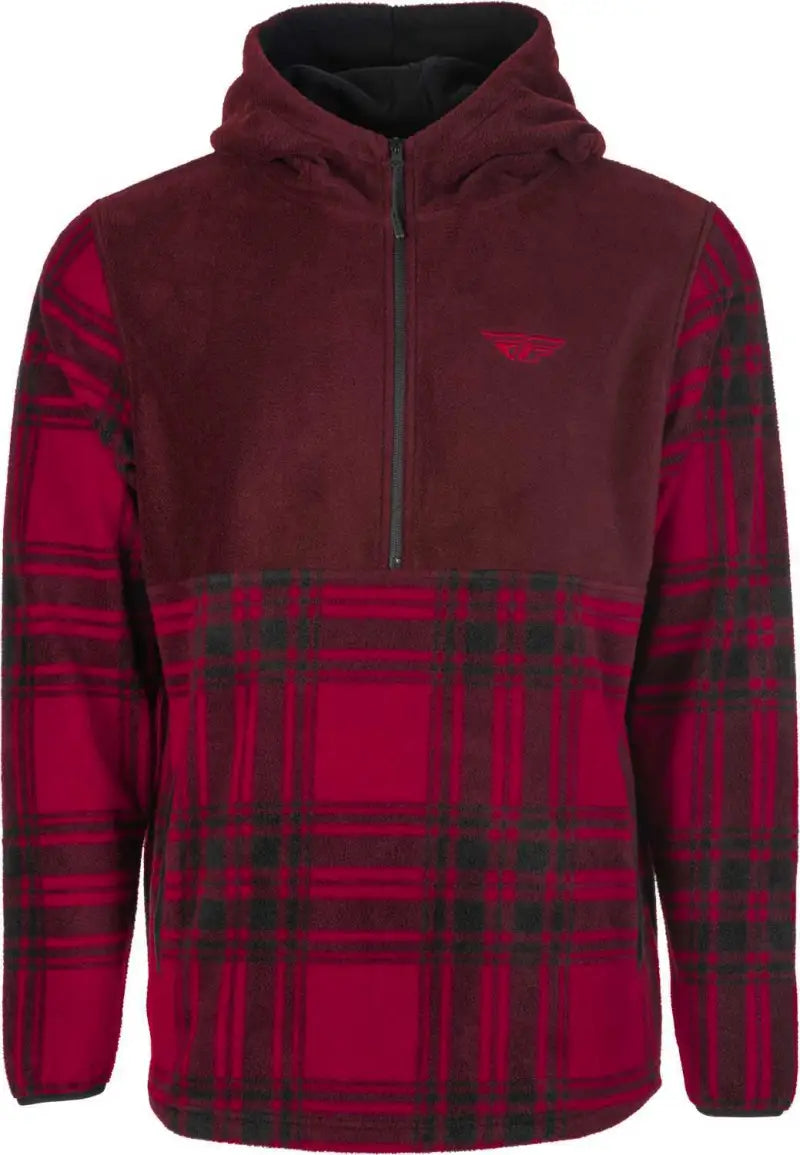 Fly Half Zip Pullover Hoodie Red Plaid 2x wps-354-00222x