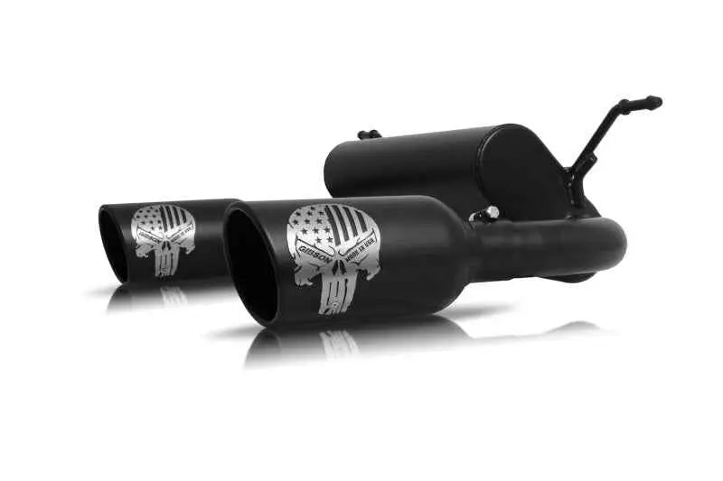 Gibson 12-17 Jeep Wrangler Sport 3.6L 2.5in Patriot Skull Series Cat-Back Dual Exhaust - Blk Ceramic 76-0031