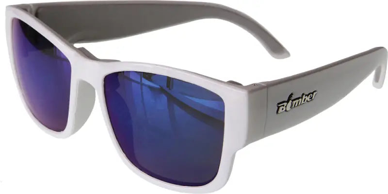 Gm103-Bm Bomber Gomer Bomb Floating Eyewear Gloss White W/Blue Mirror Lens wps-519-0024