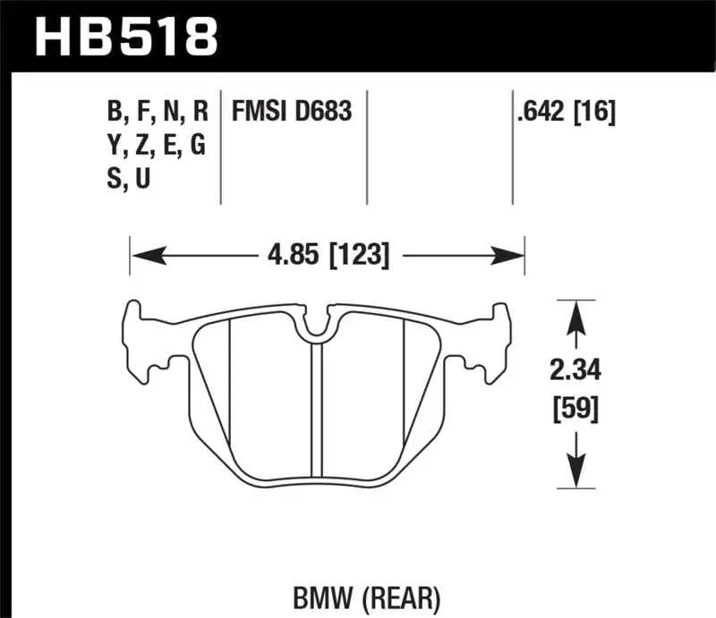 Hawk 01-06 BMW 330 / 97-01 740I / 96-01 750IL / 03-06 BMW M3 / 00-03 M5 / 00-06 X5 / 06-08 Z4 / 03-0 hb518z-642