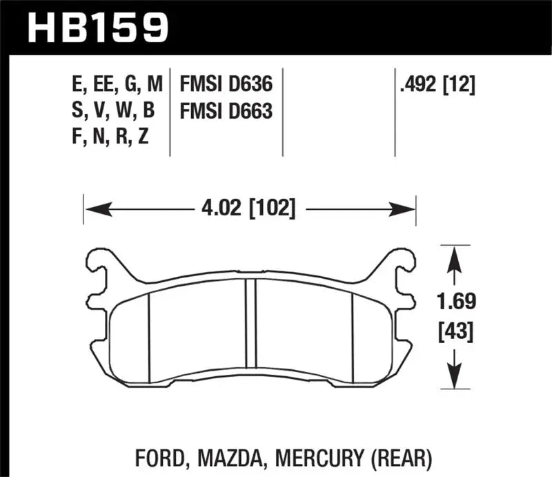 Hawk 03-05 Mazda Miata Rear ER-1 Brake Pad Set hawkhb159d-492