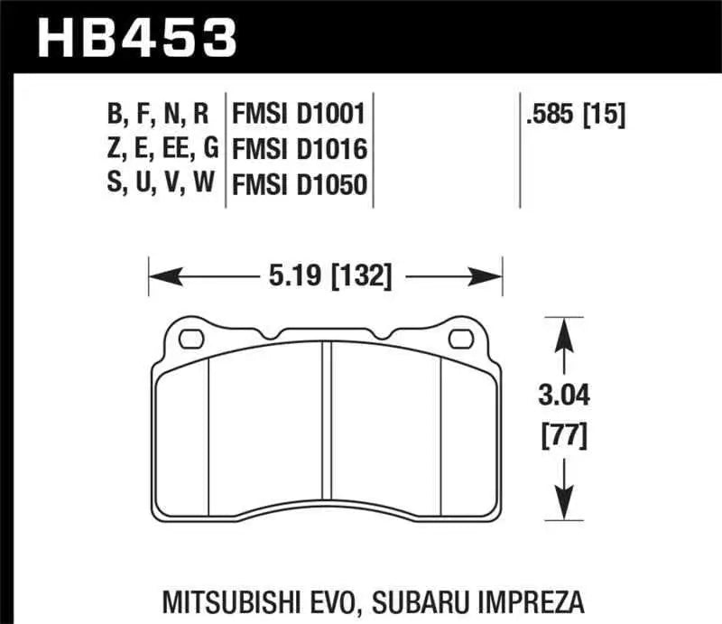 Hawk 03-06 Evo / 04-09 STi / 09-10 Genesis Coupe (Track Only) / 2010 Camaro SS HT-10 Race Front Bra hb453s-585