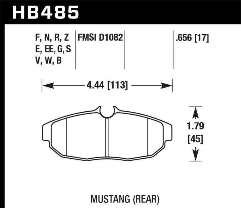 Hawk 05-07 Ford Mustang GT & V6 HPS Street Rear Brake Pads hb485f-656