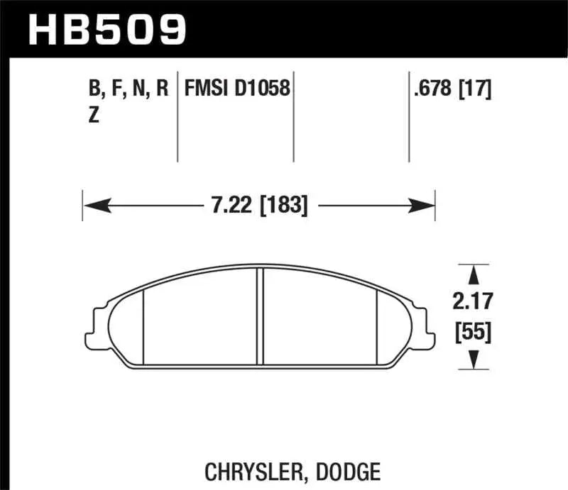 Hawk 05-16 Chrysler 300 / 06-16 Dodge Charger / 08-16 Dodge Challenger HP+ Street Front Brake Pads HB509N.678