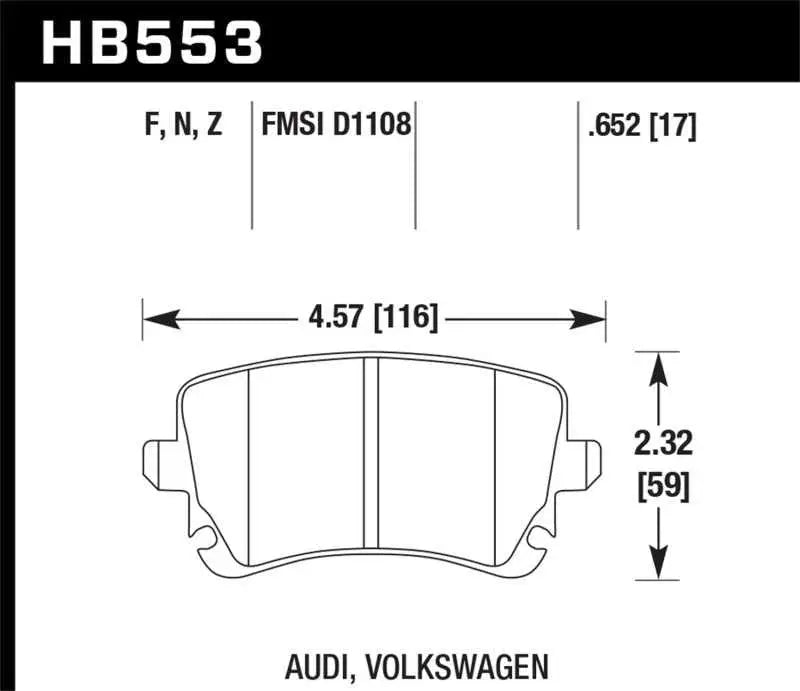 Hawk 06-07 Audi A6 Quattro / 03-04 RS6 / 04-08 S4 HPS Street Rear Brake Pads hb553f-652