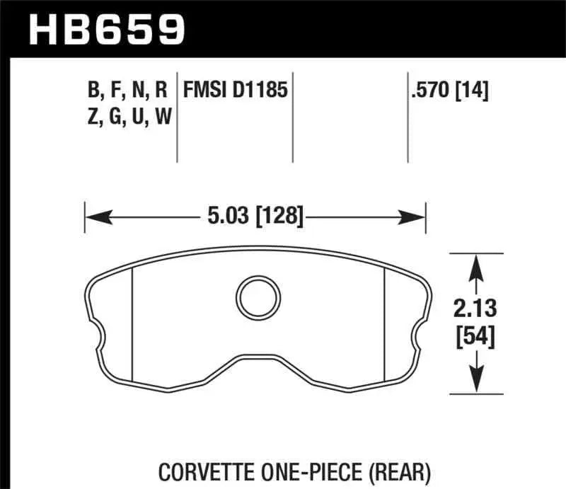 Hawk 06-10 Chevy Corvette (Improved Pad Design) Rear HPS 5.0 Sreet Brake Pads hb659b-570