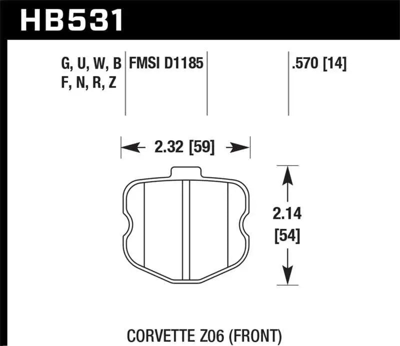 Hawk 06-10 Chevy Corvette (OEM Pad Design) Front Ceramic Sreet Brake Pads hb531z-570