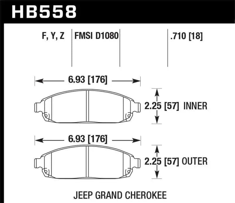 Hawk 06-10 Jeep Commander / 05-10 Grand Cherokee Front LTS Street Brake Pads HB558Y.710