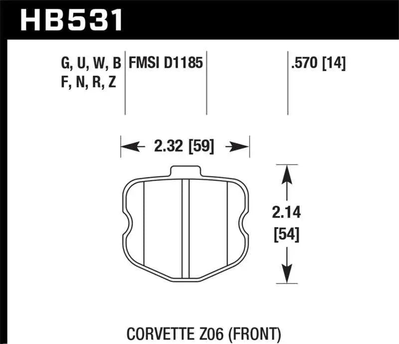 Hawk 06-13 Chevrolet Corvette Z06 DTC-30 Race Front Brake Pads HB531W.570