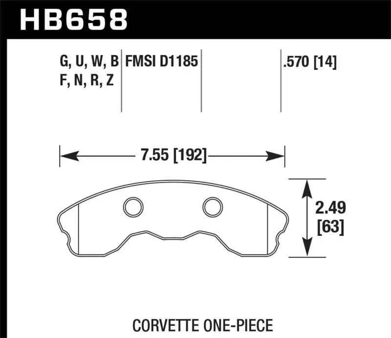 Hawk 06-13 Chevrolet Corvette Z06 DTC-60 Race Front Brake Pads (One Piece) hb658g-570