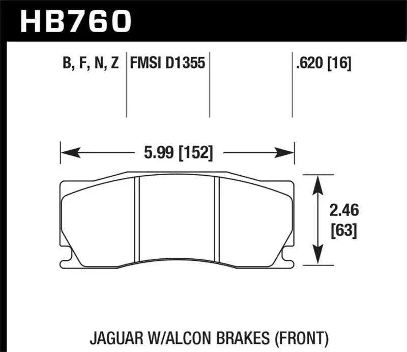 Hawk 08 -12 Jaguar XKR (w/ Alcon Brakes) Performance Ceramic Street Front Brake Pads HB760Z.620