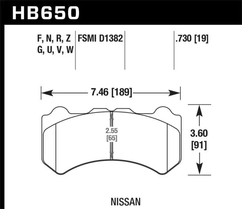 Hawk 09-11 Nissan GT-R DTC-70 Motorsports Front Brake Pads hb650u-730