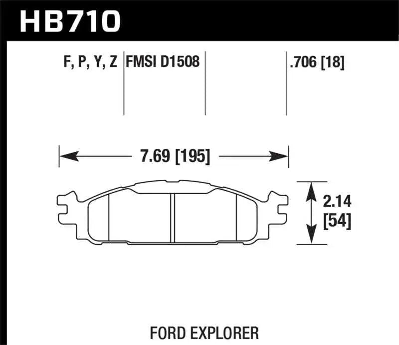 Hawk 11-16 Ford Explorer / 12-16 Ford Flex LTS Street Front Brake Pads HB710Y.706