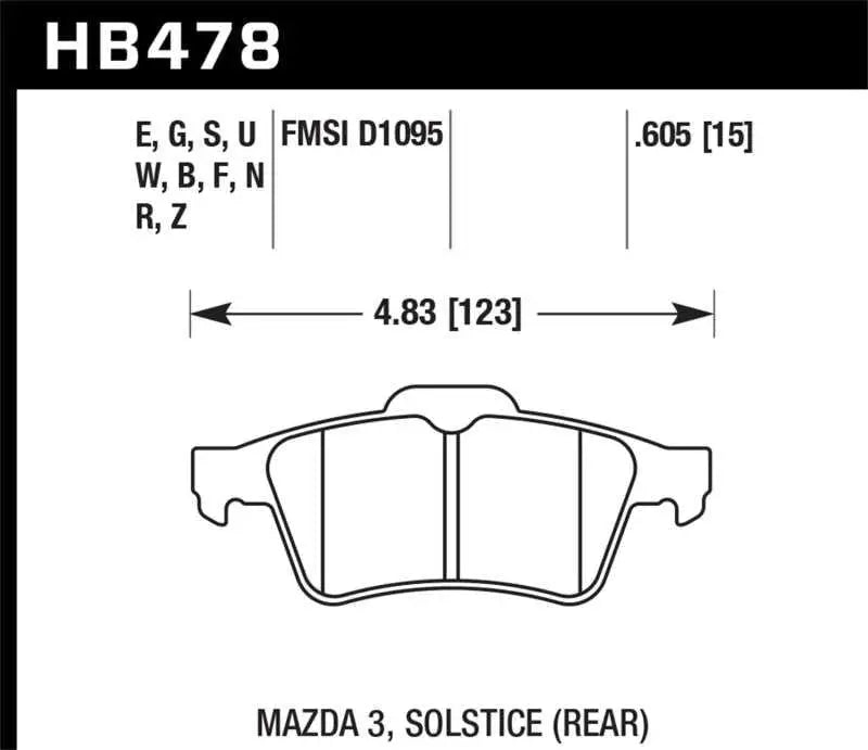 Hawk 13-14 Ford Focus ST / Mazda/ Volvo DTC-60 Race Rear Brake Pads hb478g-605