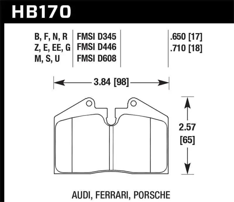Hawk 79-99 Porsche 911 / 86-95 Porsche 928 / 86-94 Porsche 944 Turbo DTC-60 Race Rear Brake Pads hb170g-650