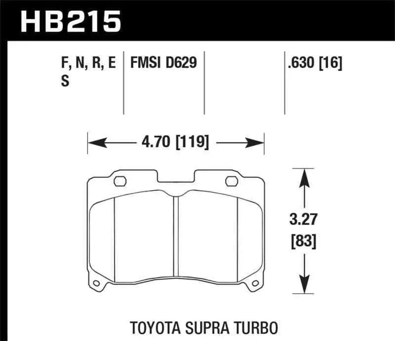Hawk 93-98 Toyota Supra TT HPS 5.0 Street Front Brake Pads hb215b-630