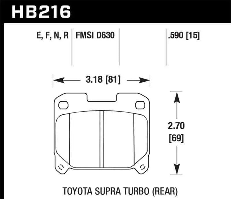 Hawk 93-98 Toyota Supra TT HPS 5.0 Street Rear Brake Pads hb216b-590