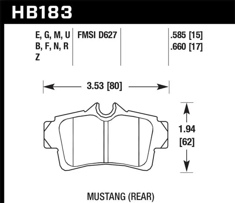 Hawk 94-04 Ford Mustang Performance Ceramic Street Rear Brake Pads HB183Z.660