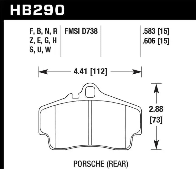 Hawk 99-08 Porsche 911 (996) Carrera 4 / 97-04 Porsche Boxster DTC-30 Race Rear Brake Pads hb290w-606