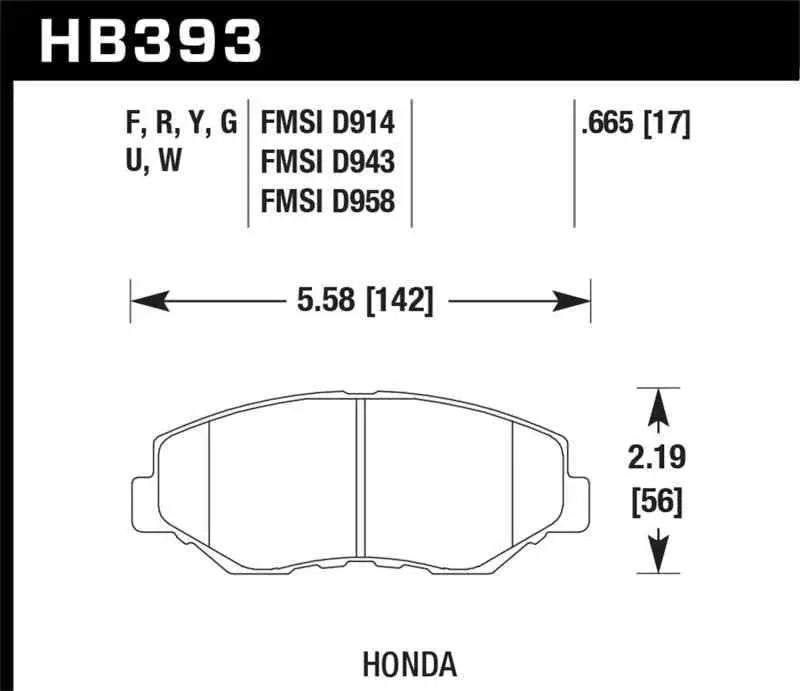Hawk Acura/Honda HPS Street Front Brake Pads hb393f-665