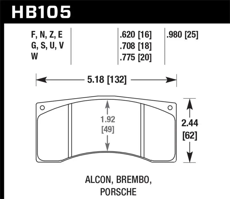 Hawk Alcon B Caliber HPS Street Brake Pads hawkhb105f-620