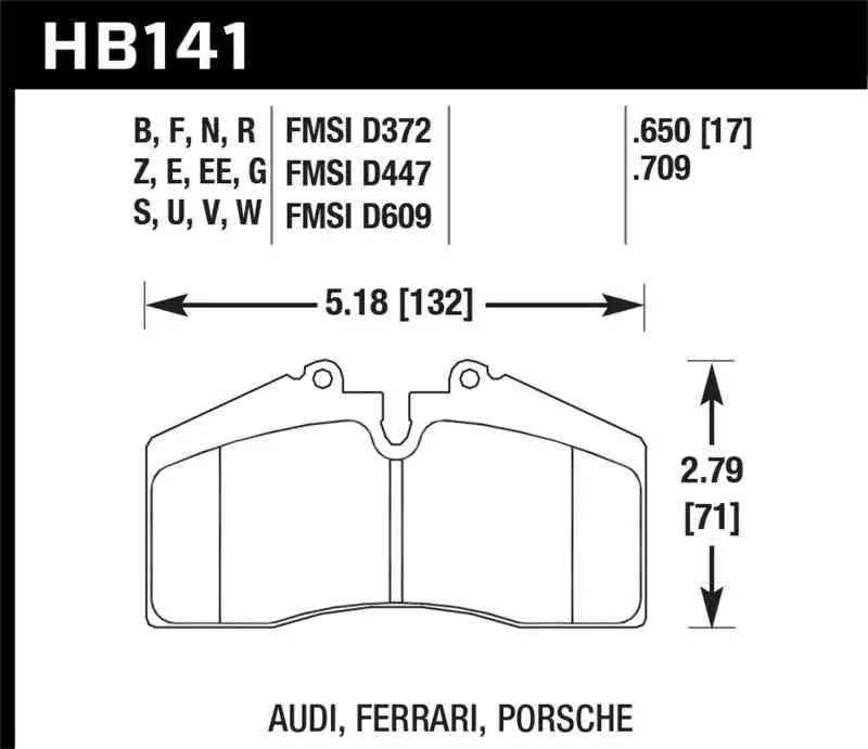 Hawk Audi/Porsche Rear AND ST-40 HPS Street Brake Pads hb141f-650
