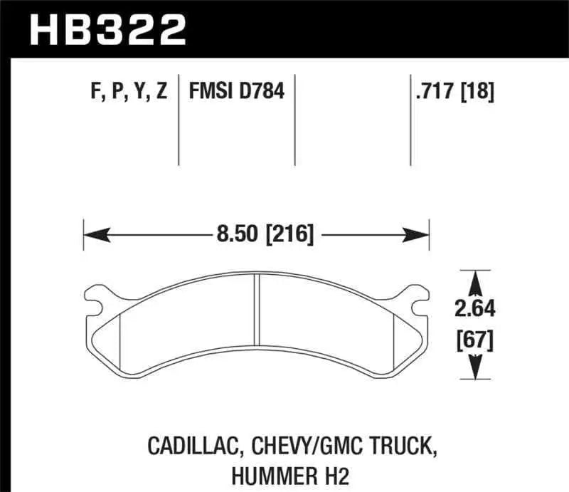 Hawk Chevy / GMC Truck / Hummer LTS Street Front Brake Pads hb322y-717
