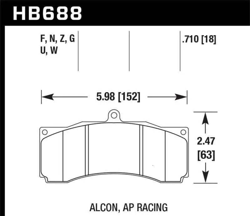 Hawk DTC-70 Universal Performance Compound Racing Brake Pads hb688u-710