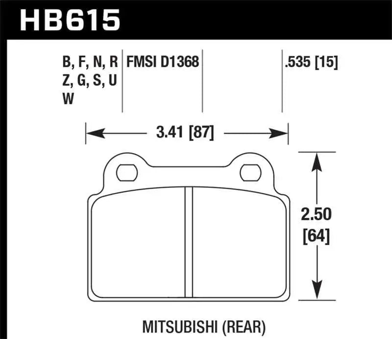 Hawk EVO X DTC-60 Race Rear Brake Pads hb615g-535