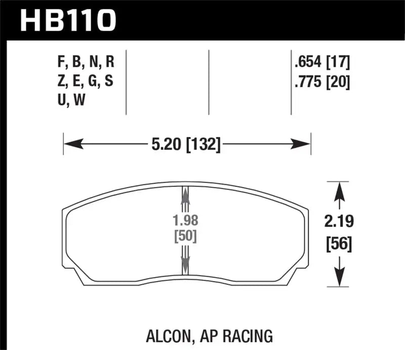 Hawk HPS 5.0 AP Racing w/ 0.654 Thickness Performance Street Brake Pads hb110b-654