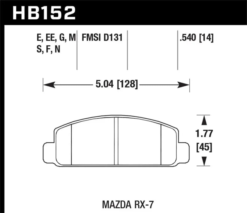 Hawk Mazda RX-7 HP+ Street Front Brake Pads hawkHB152N.540