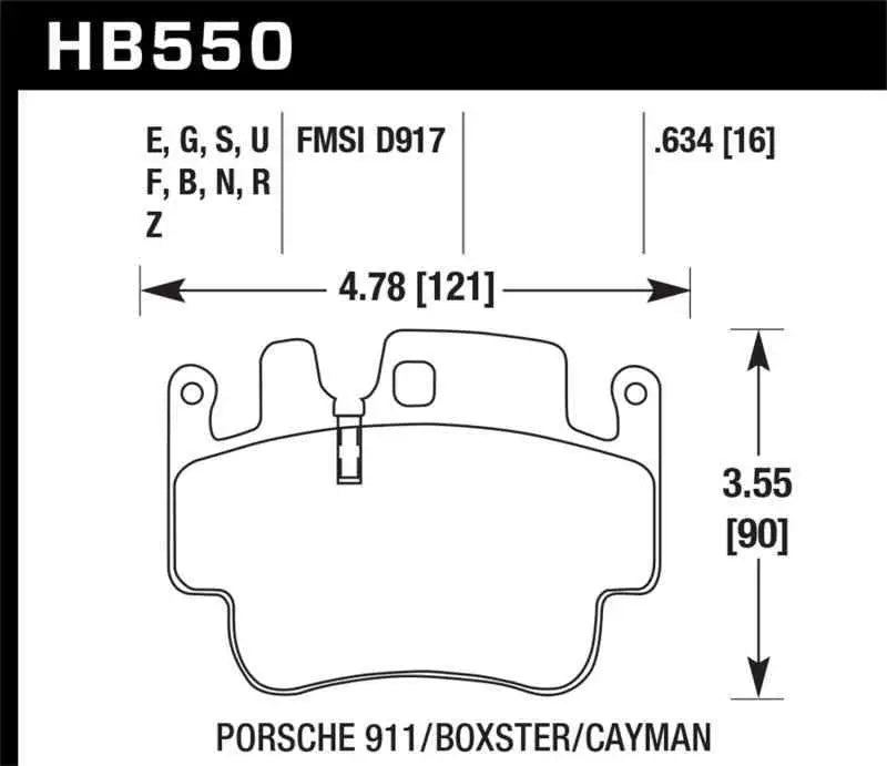 Hawk Porsche Front HP+ Brake Pads hb550n-634