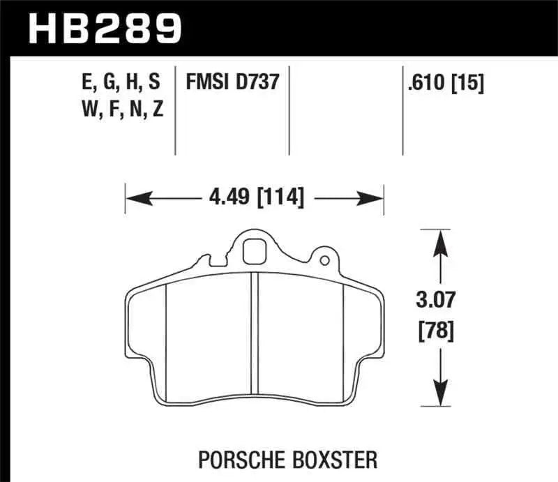 Hawk Porsche HPS Street Front Brake Pads hb289f-610