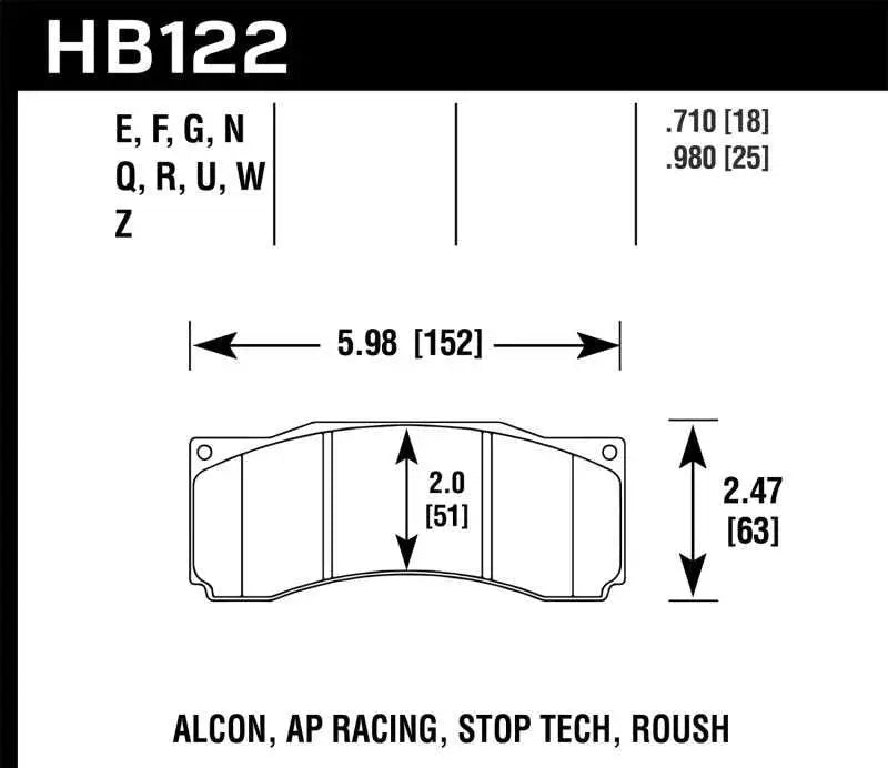 Hawk StopTech ST-60 Caliper HPS Street Brake Pads hb122f-710
