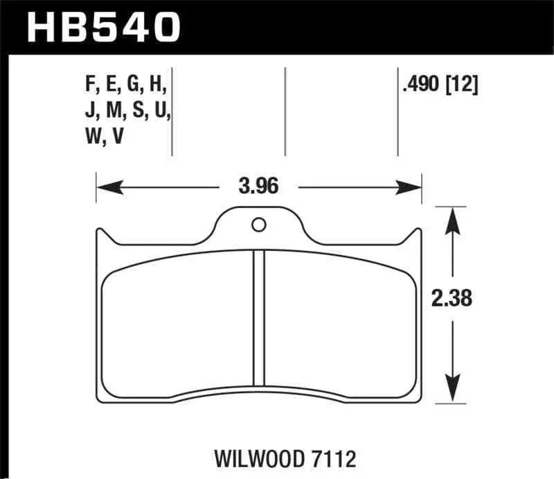 Hawk Wilwood 7112 Blue 9012 Race Brake Pads hb540e-490