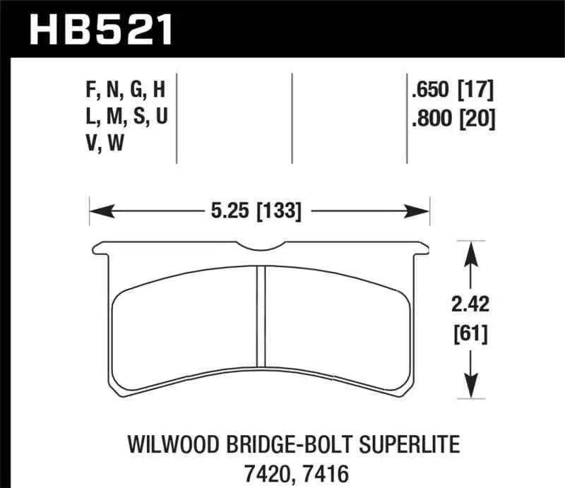 Hawk Wilwood Superlite SL4R 7420 HPS 5.0 Brake Pads hb521b-800